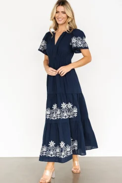 Hot Baltic Born Kennedy Embroidered Maxi Dress | Blue