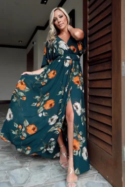 Sale Baltic Born Kia Kimono Maxi Dress | Deep Topaz Floral DeepTopazFloral