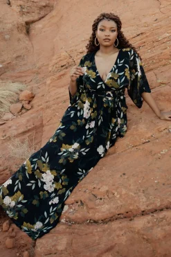 Outlet Baltic Born Kia Kimono Maxi Dress | Navy Floral NavyFloral