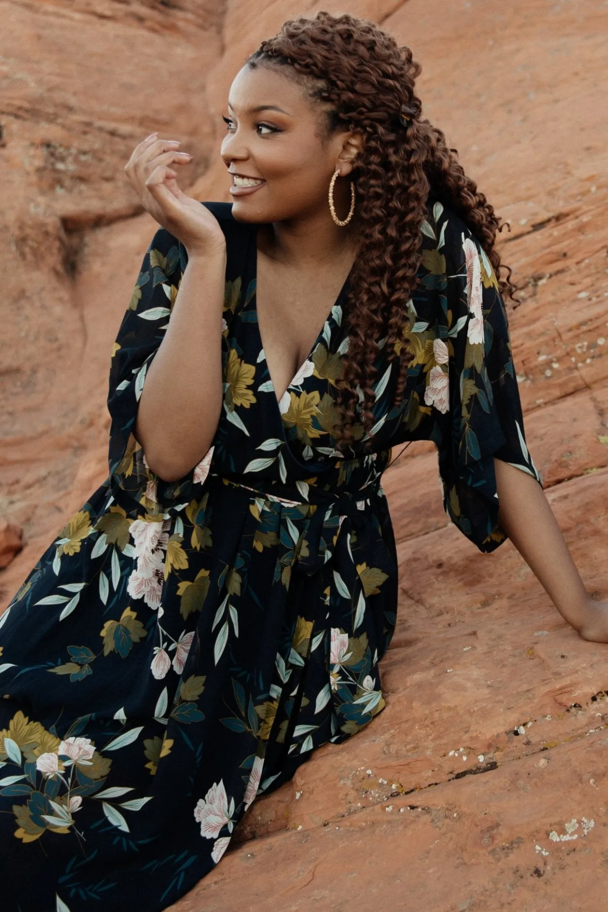 Outlet Baltic Born Kia Kimono Maxi Dress | Navy Floral NavyFloral