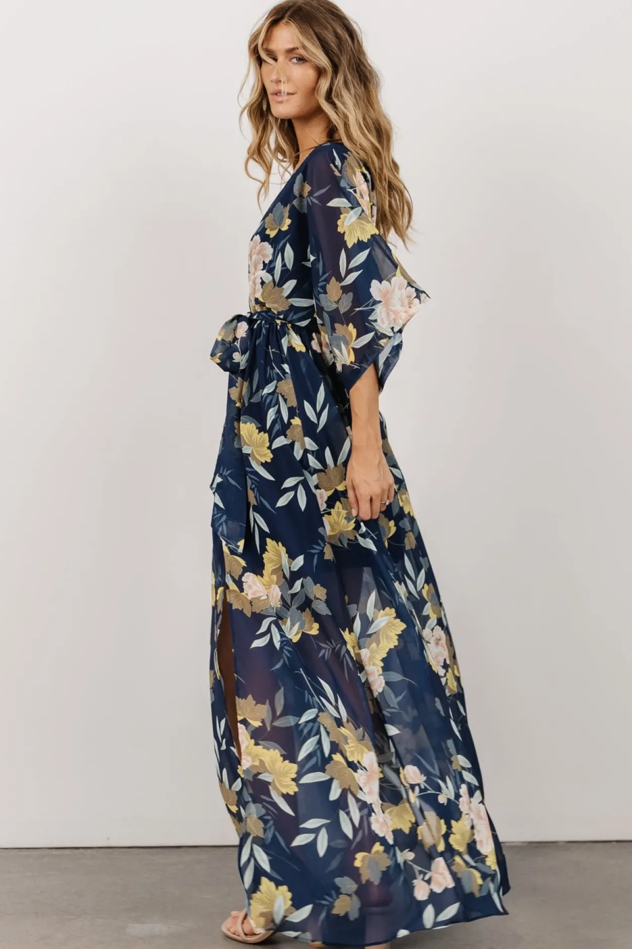 Outlet Baltic Born Kia Kimono Maxi Dress | Navy Floral NavyFloral