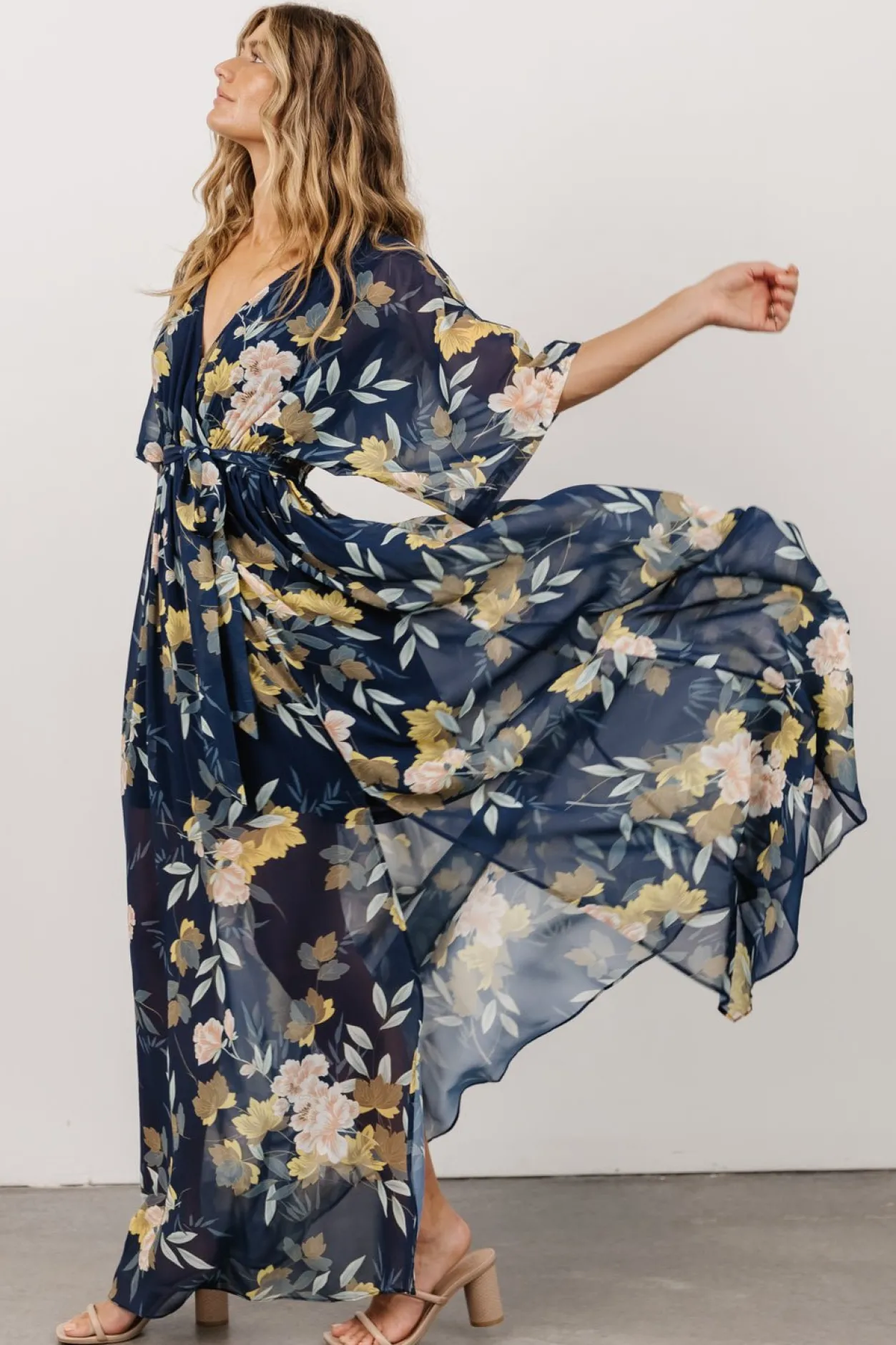 Outlet Baltic Born Kia Kimono Maxi Dress | Navy Floral NavyFloral