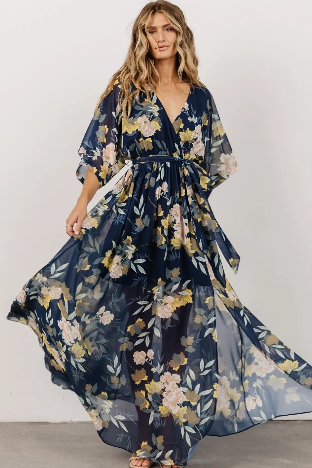 Outlet Baltic Born Kia Kimono Maxi Dress | Navy Floral NavyFloral