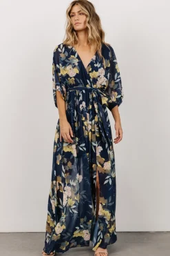 Outlet Baltic Born Kia Kimono Maxi Dress | Navy Floral NavyFloral