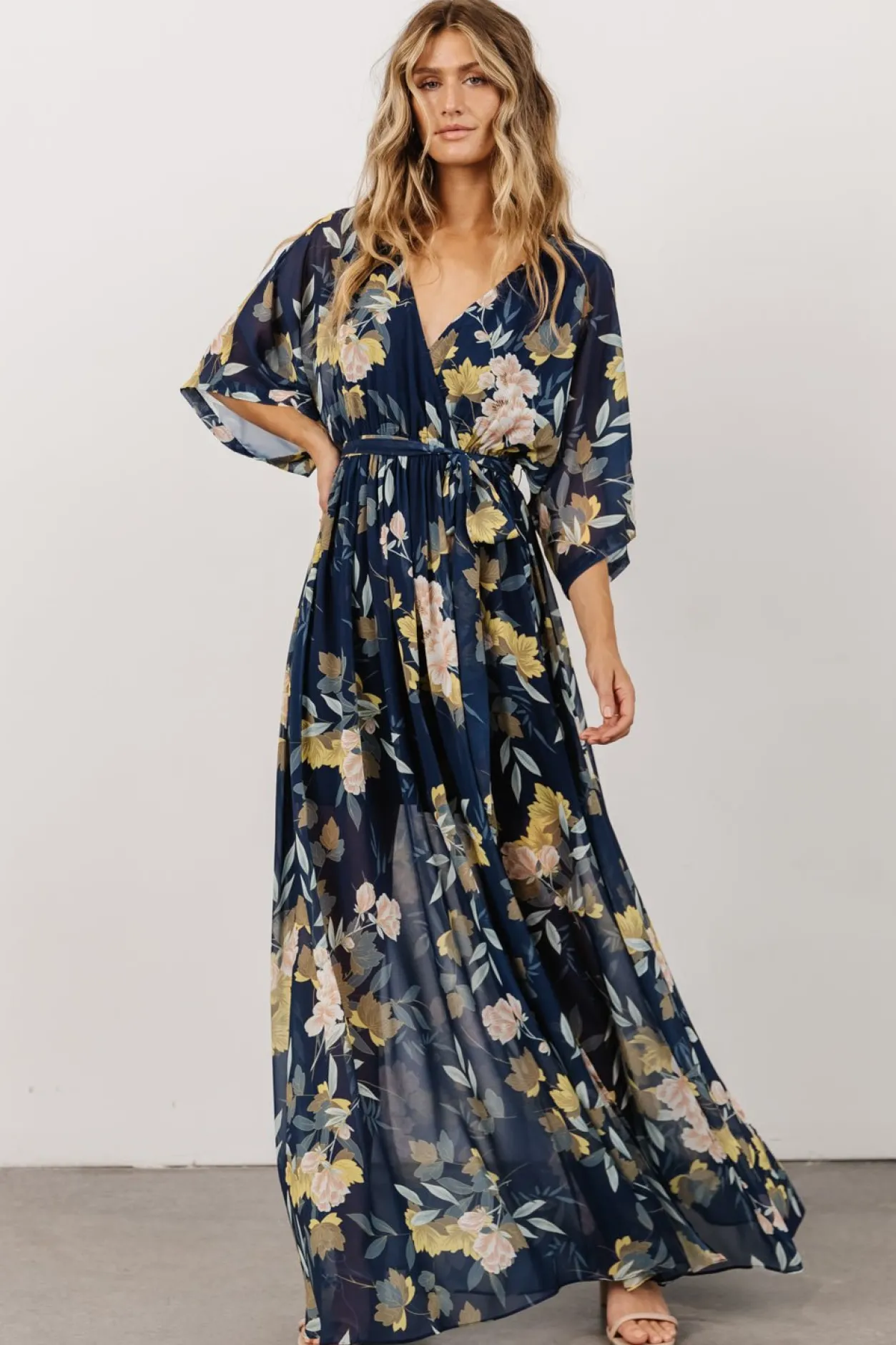 Outlet Baltic Born Kia Kimono Maxi Dress | Navy Floral NavyFloral