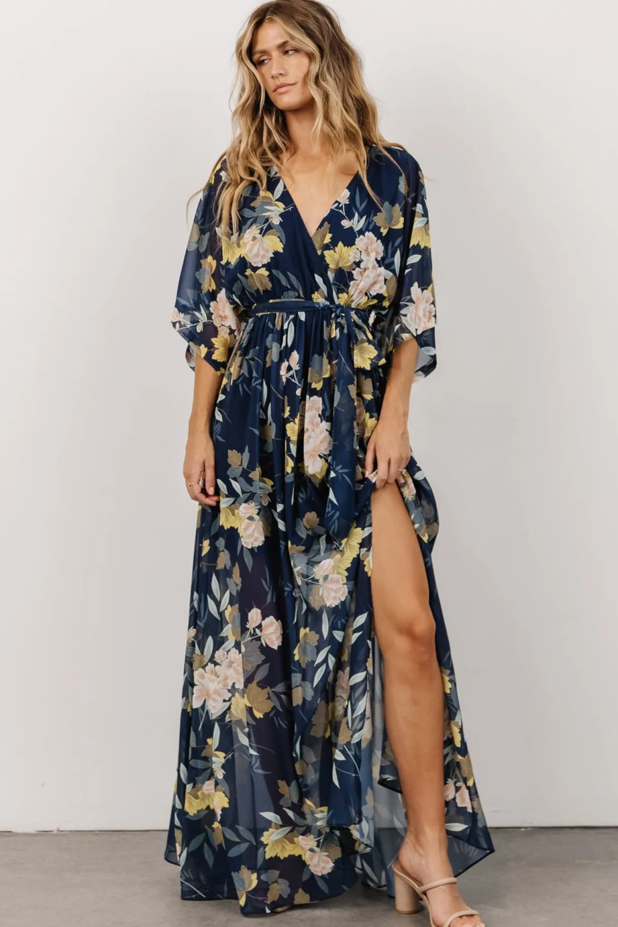Outlet Baltic Born Kia Kimono Maxi Dress | Navy Floral NavyFloral