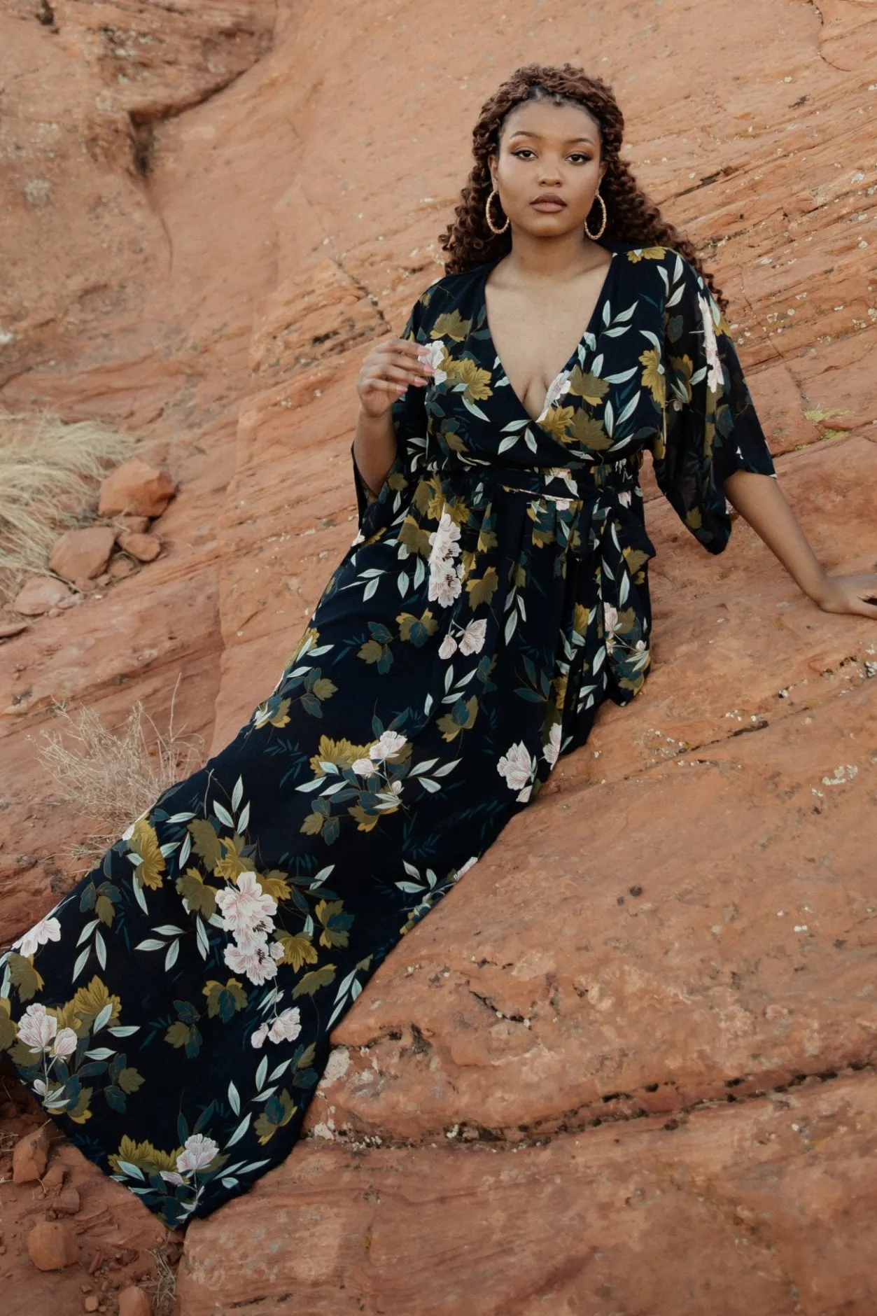 Outlet Baltic Born Kia Kimono Maxi Dress | Navy Floral NavyFloral