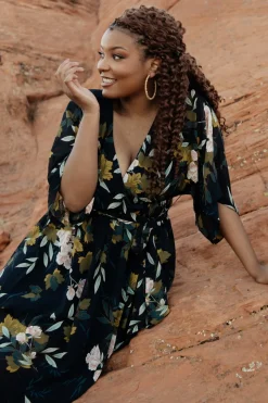 Outlet Baltic Born Kia Kimono Maxi Dress | Navy Floral NavyFloral