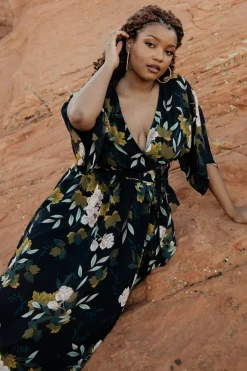 Outlet Baltic Born Kia Kimono Maxi Dress | Navy Floral NavyFloral