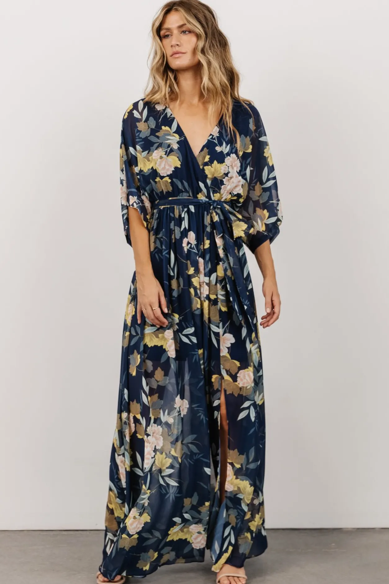 Outlet Baltic Born Kia Kimono Maxi Dress | Navy Floral NavyFloral