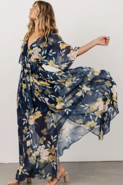 Outlet Baltic Born Kia Kimono Maxi Dress | Navy Floral NavyFloral