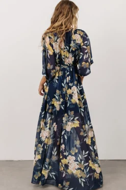 Outlet Baltic Born Kia Kimono Maxi Dress | Navy Floral NavyFloral
