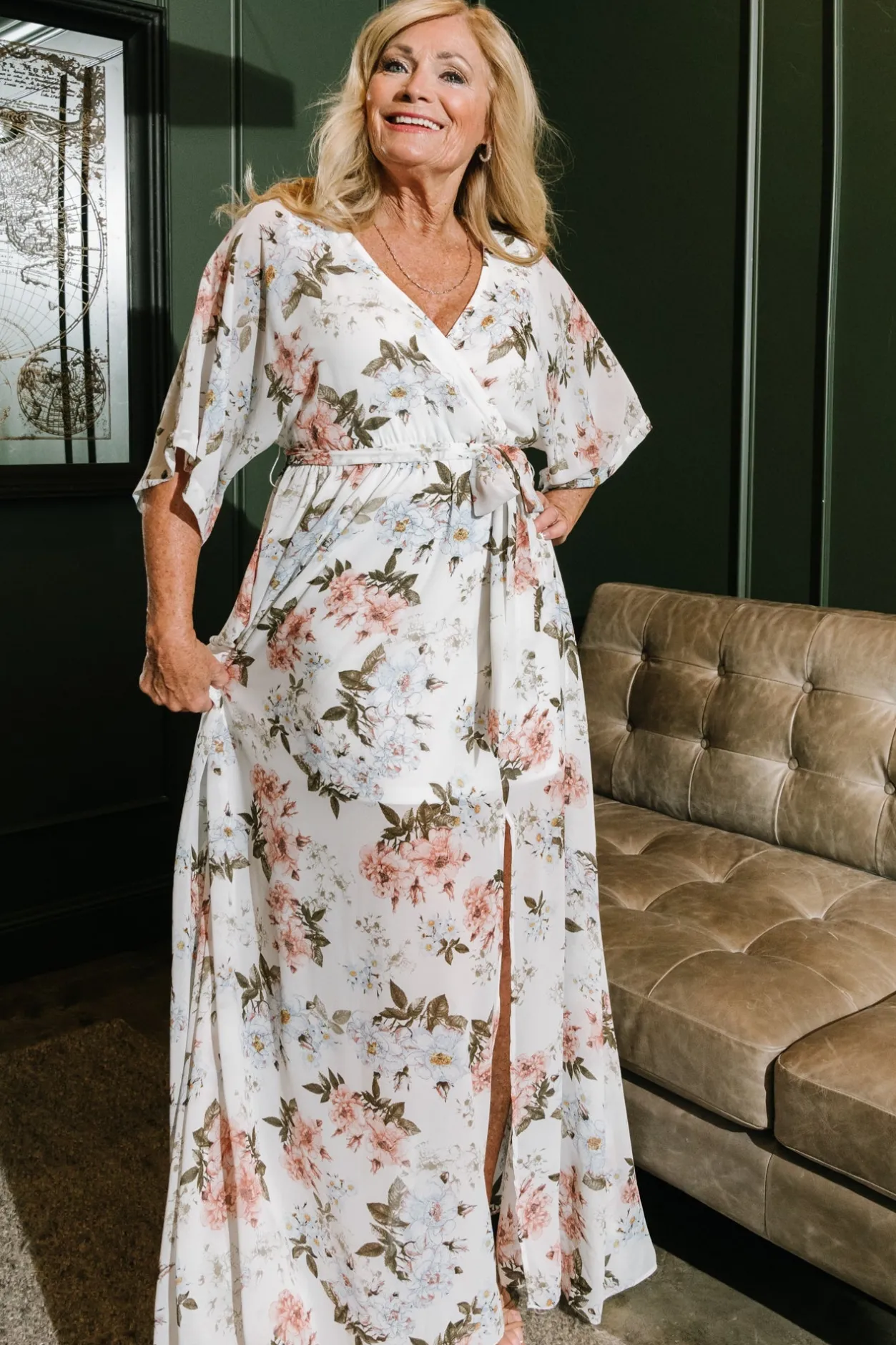 Sale Baltic Born Kia Kimono Maxi Dress | White Floral WhiteFloral