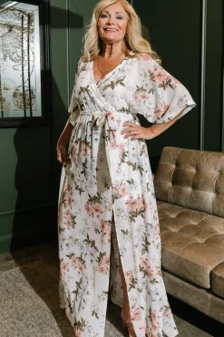 Sale Baltic Born Kia Kimono Maxi Dress | White Floral WhiteFloral