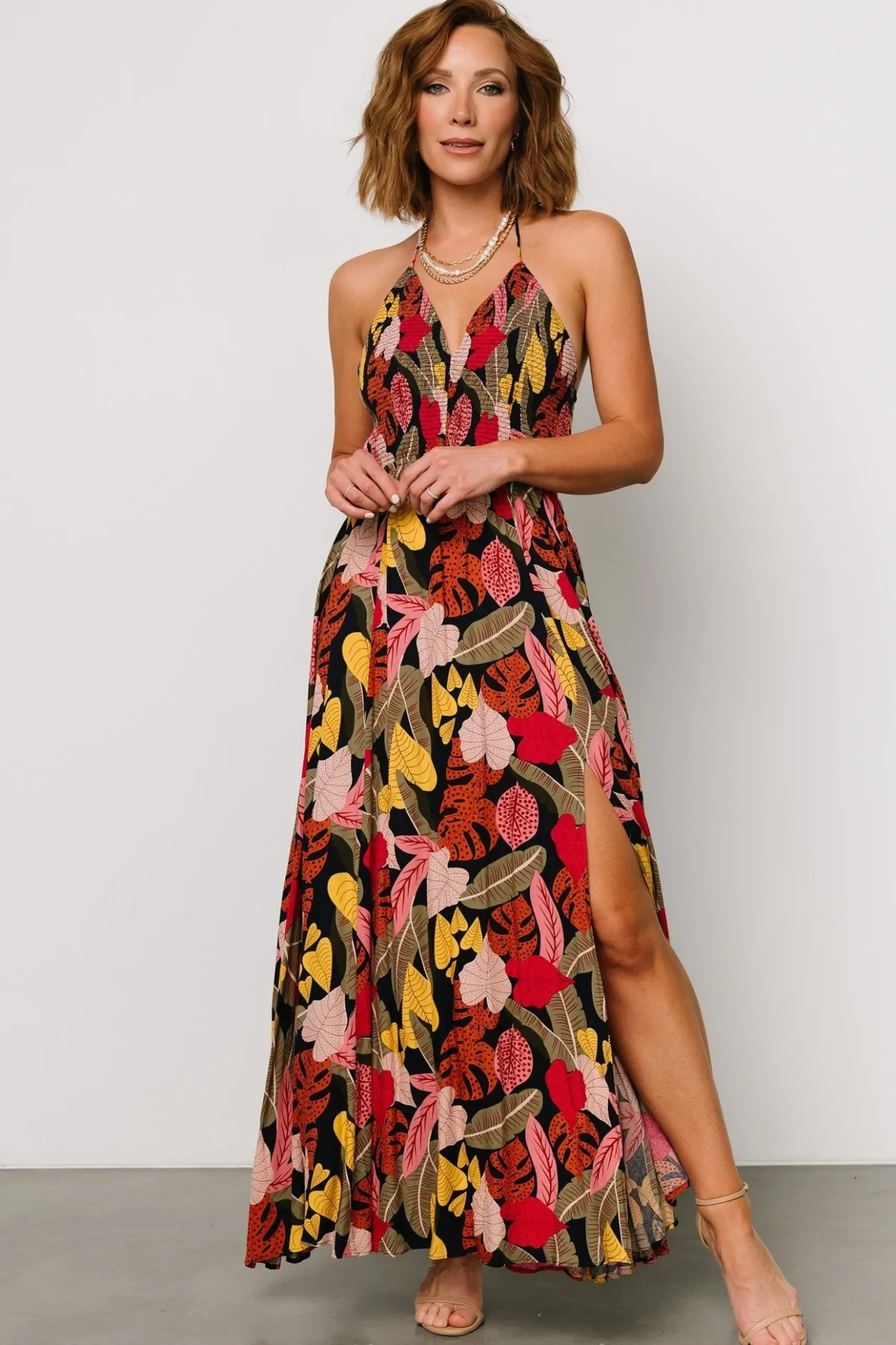 Hot Baltic Born Kota Halter Maxi Dress | Navy Multi Print NavyMultiPrint