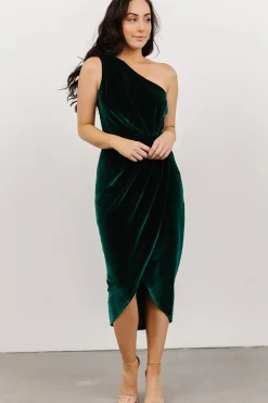 Discount Baltic Born Kourtney Velvet One Shoulder Midi Dress | Emerald