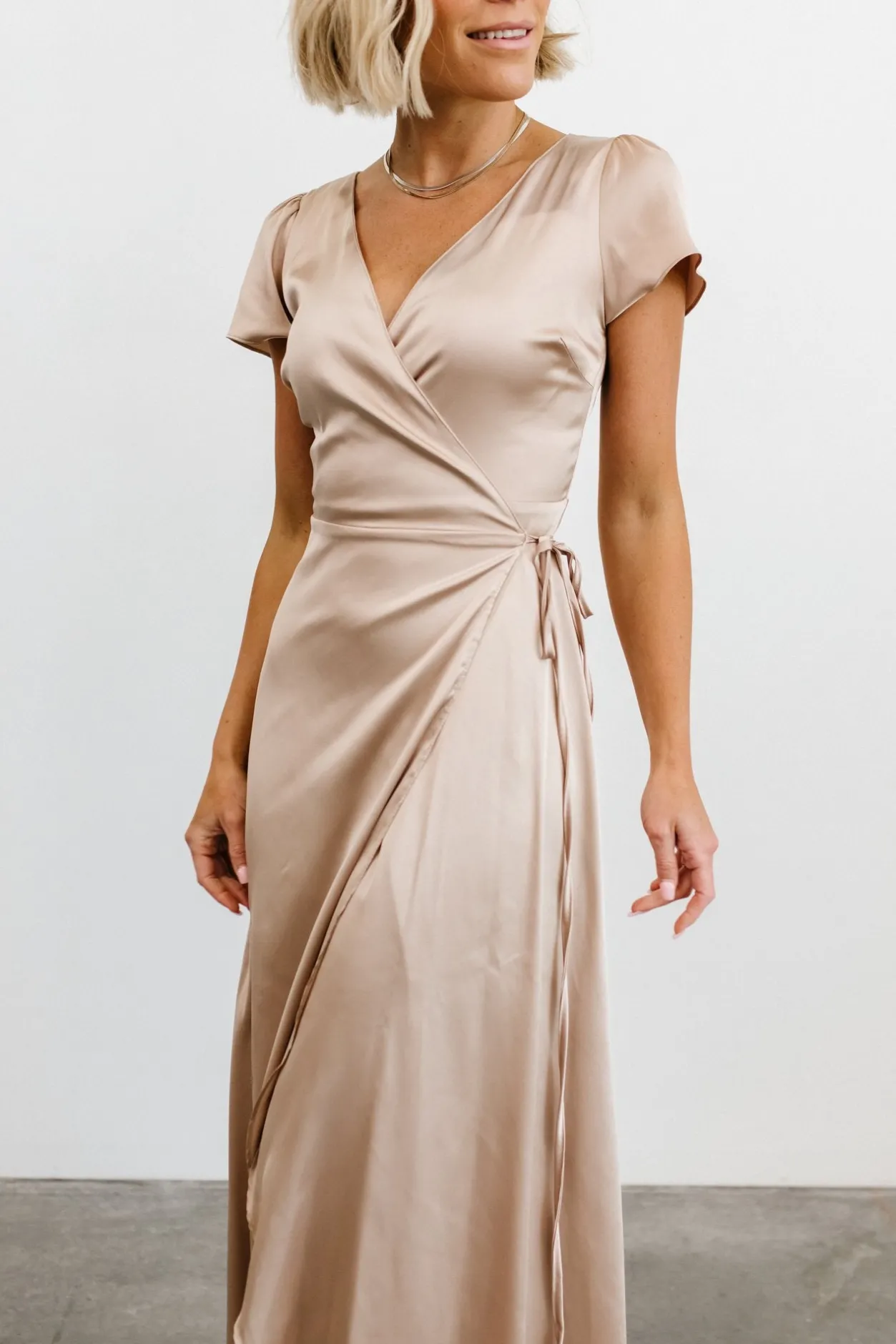 Online Baltic Born Krystal Satin Wrap Gown | Champagne