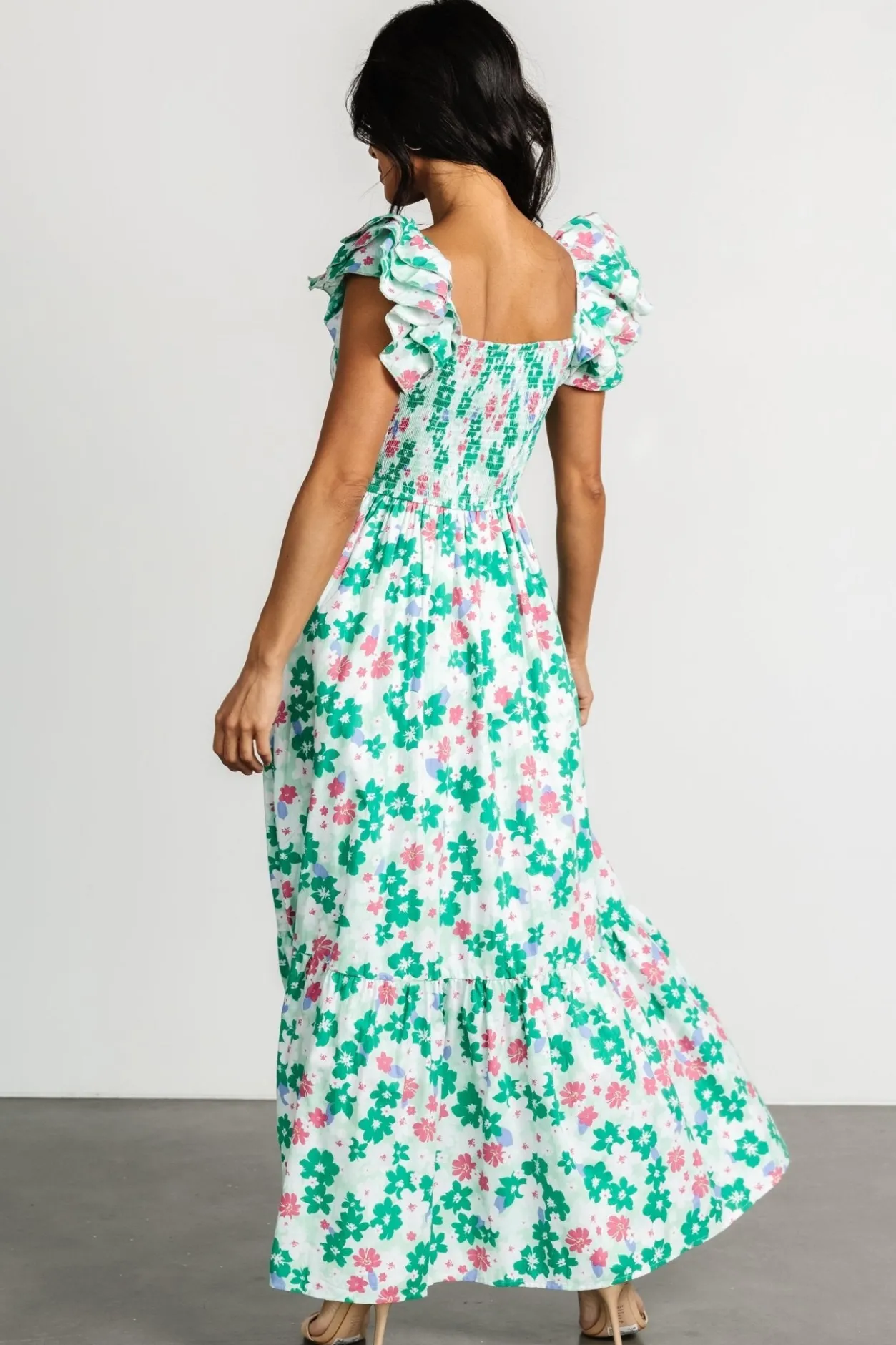 Fashion Baltic Born Laguna Smocked Maxi Dress | Green Floral GreenFloral