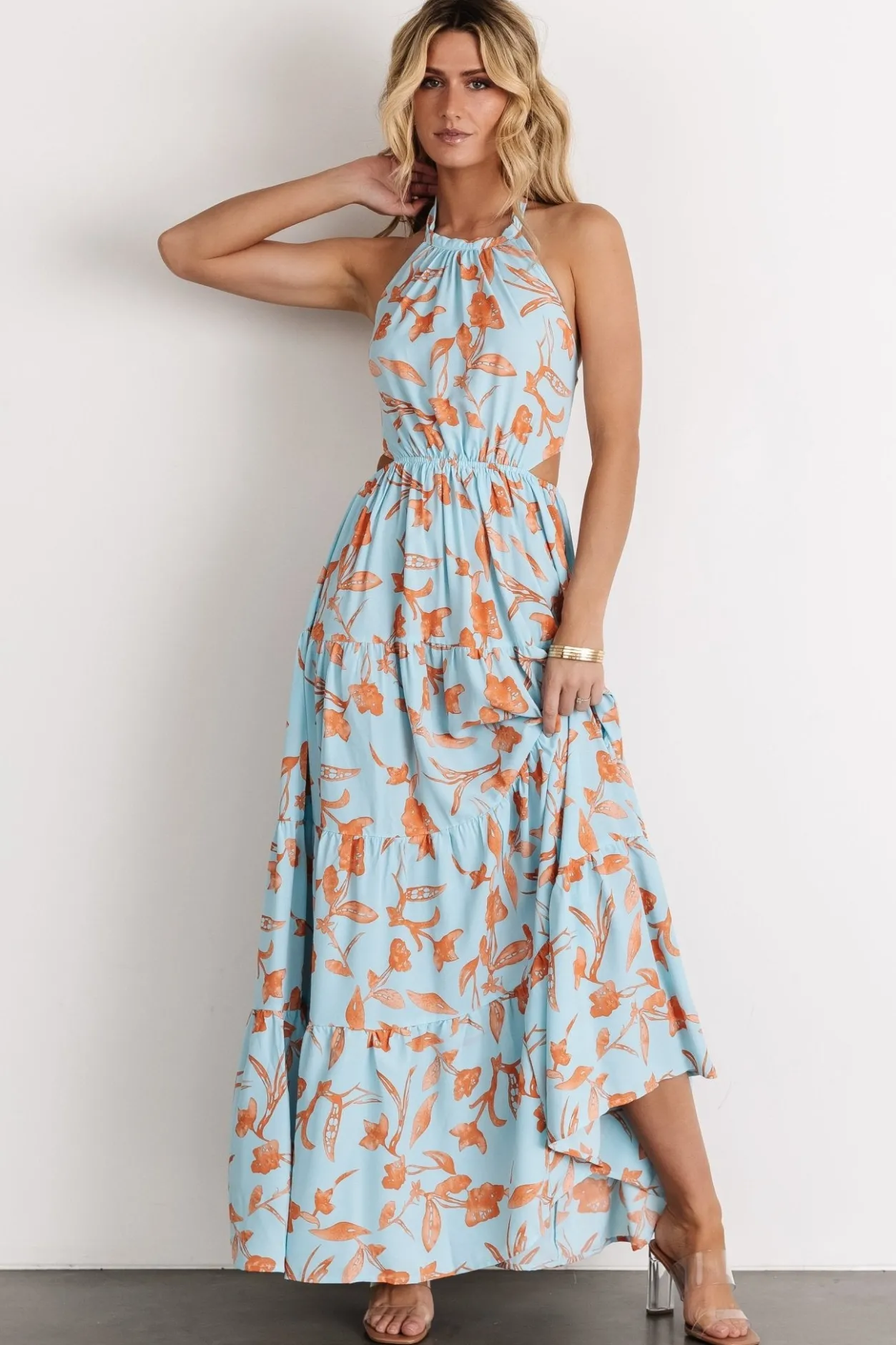 Hot Baltic Born Laie Back Tie Maxi Dress | Blue + Orange Blue+Orange