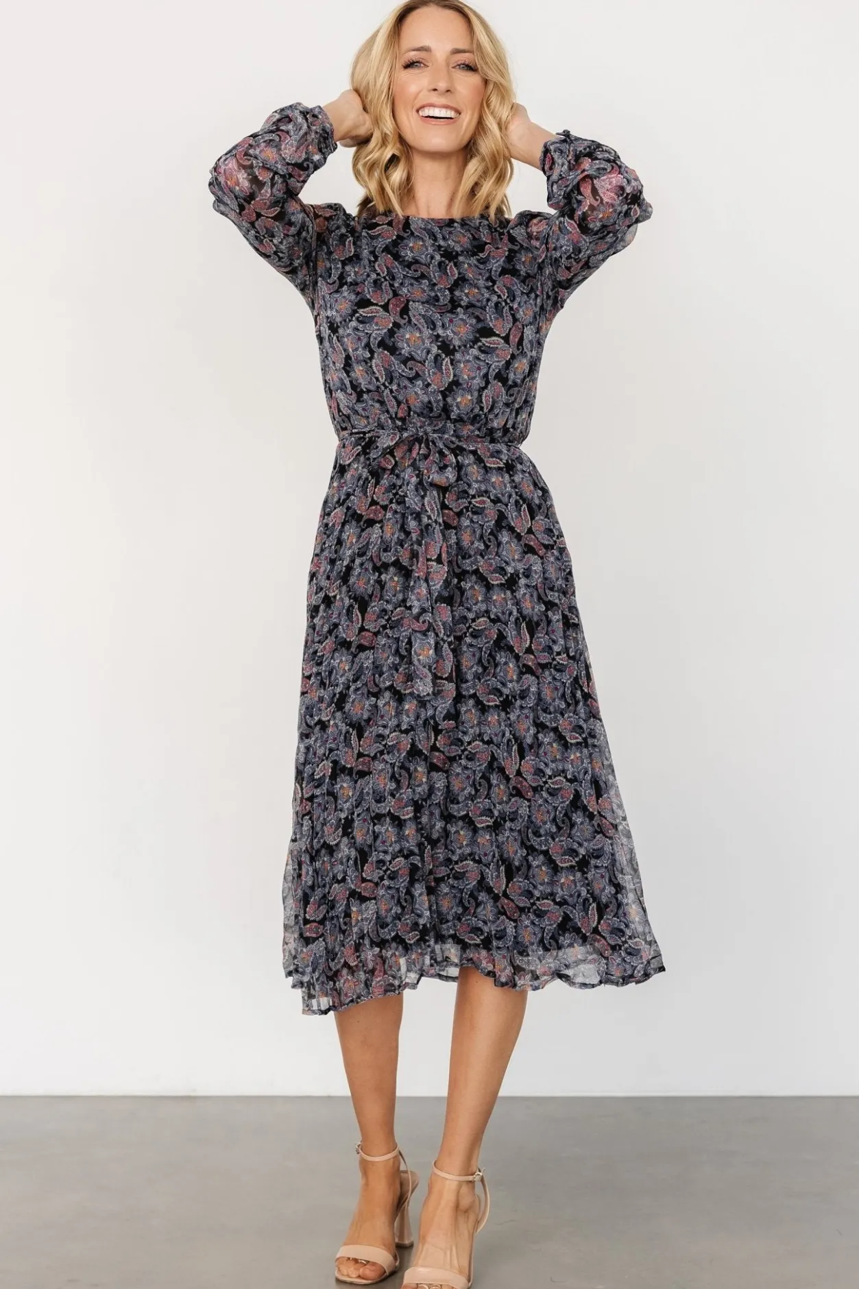 Clearance Baltic Born Laurie Midi Dress | Black Print BlackPrint
