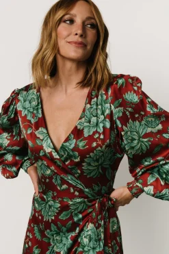Outlet Baltic Born Lavinia Ruffle Maxi Dress | Rust + Green Floral Rust+GreenFloral