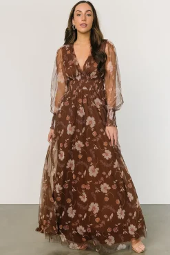 Outlet Baltic Born Layla Tulle Maxi Dress | Chestnut Floral ChestnutFloral