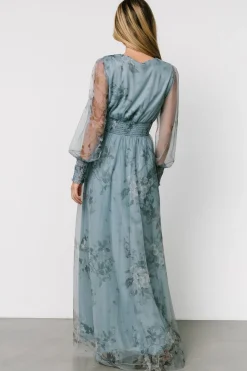 Discount Baltic Born Layla Tulle Maxi Dress | Dusty Blue Floral DustyBlueFloral