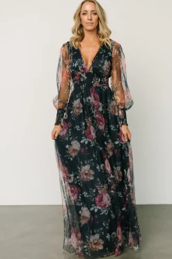 Fashion Baltic Born Layla Tulle Maxi Dress | Garden Navy Floral GardenNavyFloral