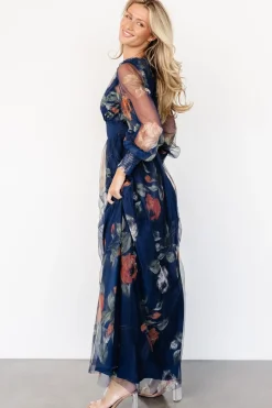 New Baltic Born Layla Tulle Maxi Dress | Navy Blue Floral NavyBlueFloral