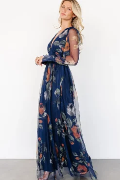 New Baltic Born Layla Tulle Maxi Dress | Navy Blue Floral NavyBlueFloral