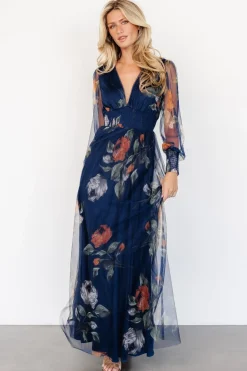 New Baltic Born Layla Tulle Maxi Dress | Navy Blue Floral NavyBlueFloral