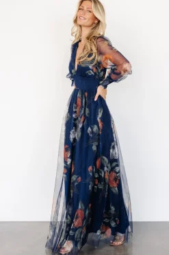New Baltic Born Layla Tulle Maxi Dress | Navy Blue Floral NavyBlueFloral