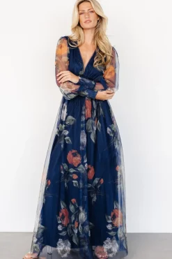 New Baltic Born Layla Tulle Maxi Dress | Navy Blue Floral NavyBlueFloral
