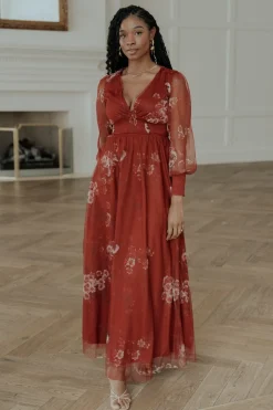Best Baltic Born Layla Tulle Maxi Dress | Rust Floral RustFloral