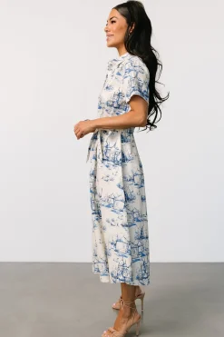 New Baltic Born Layne Midi Dress | Cream + Blue Cream+Blue