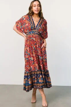 New Baltic Born Leeanne Midi Dress | Red Multi Floral RedMultiFloral