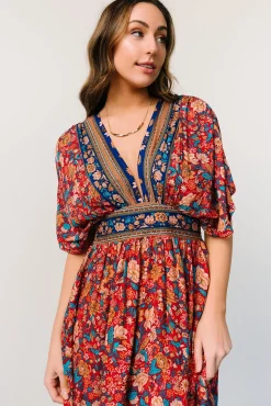 New Baltic Born Leeanne Midi Dress | Red Multi Floral RedMultiFloral