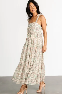 Clearance Baltic Born Lelisa Shoulder Tie Dress | Cream Floral CreamFloral