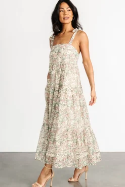 Clearance Baltic Born Lelisa Shoulder Tie Dress | Cream Floral CreamFloral