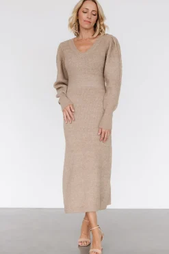 New Baltic Born Lenore V Neck Sweater Dress | Latte