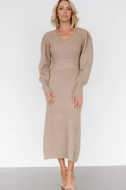 New Baltic Born Lenore V Neck Sweater Dress | Latte