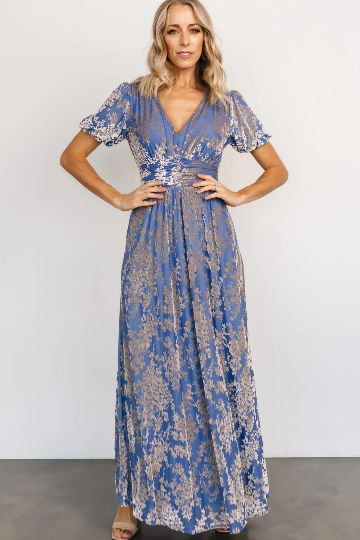 Discount Baltic Born Leslie Velvet Maxi Dress | Blue + Silver Blue+Silver