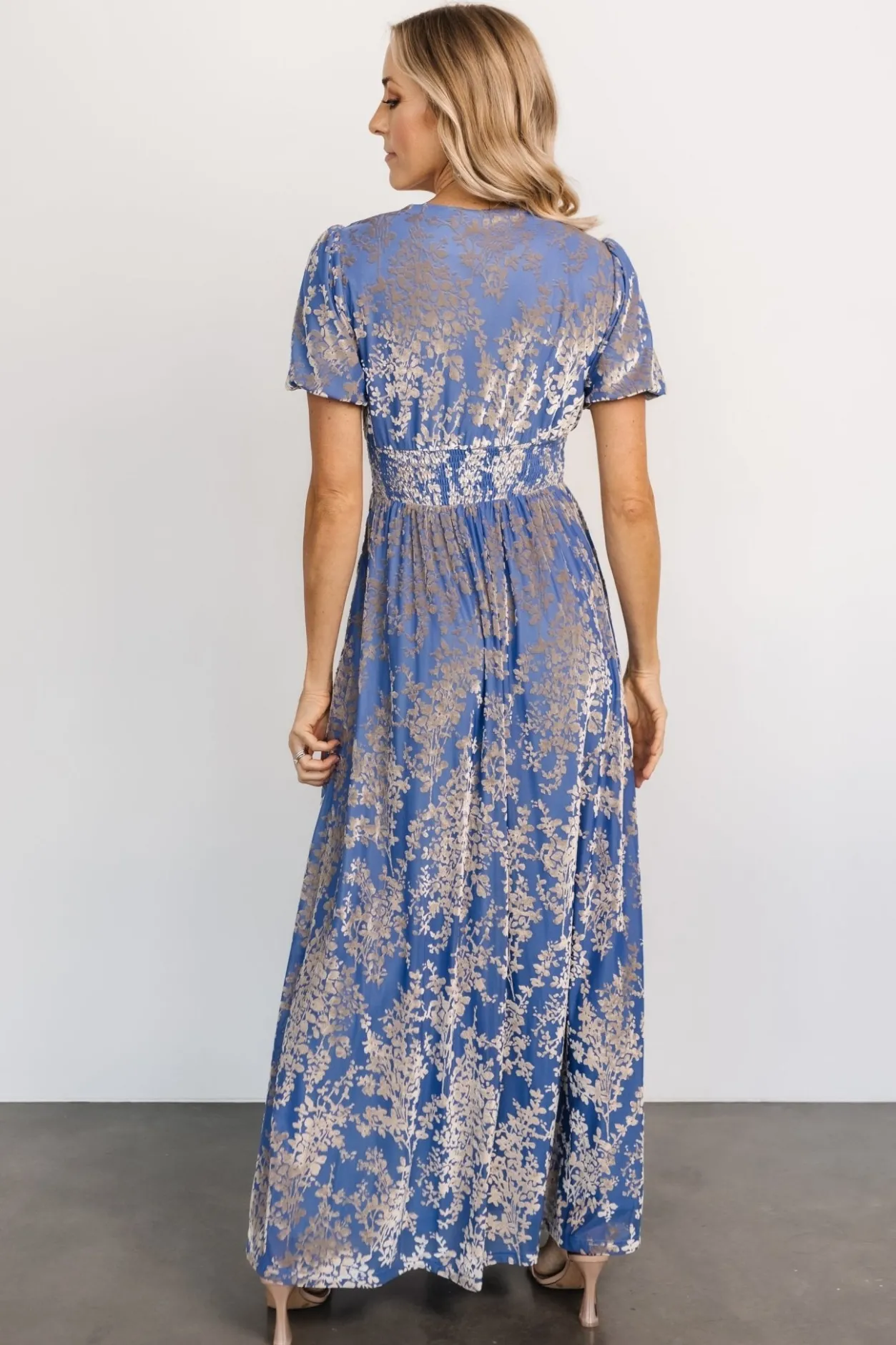 Discount Baltic Born Leslie Velvet Maxi Dress | Blue + Silver Blue+Silver