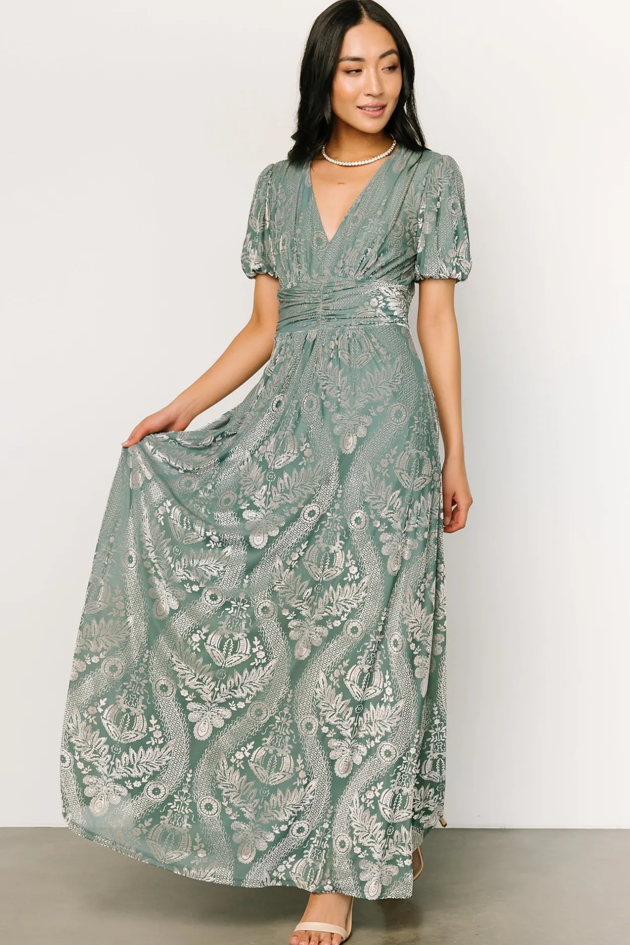 Discount Baltic Born Leslie Velvet Maxi Dress | Sage + Silver Sage+Silver