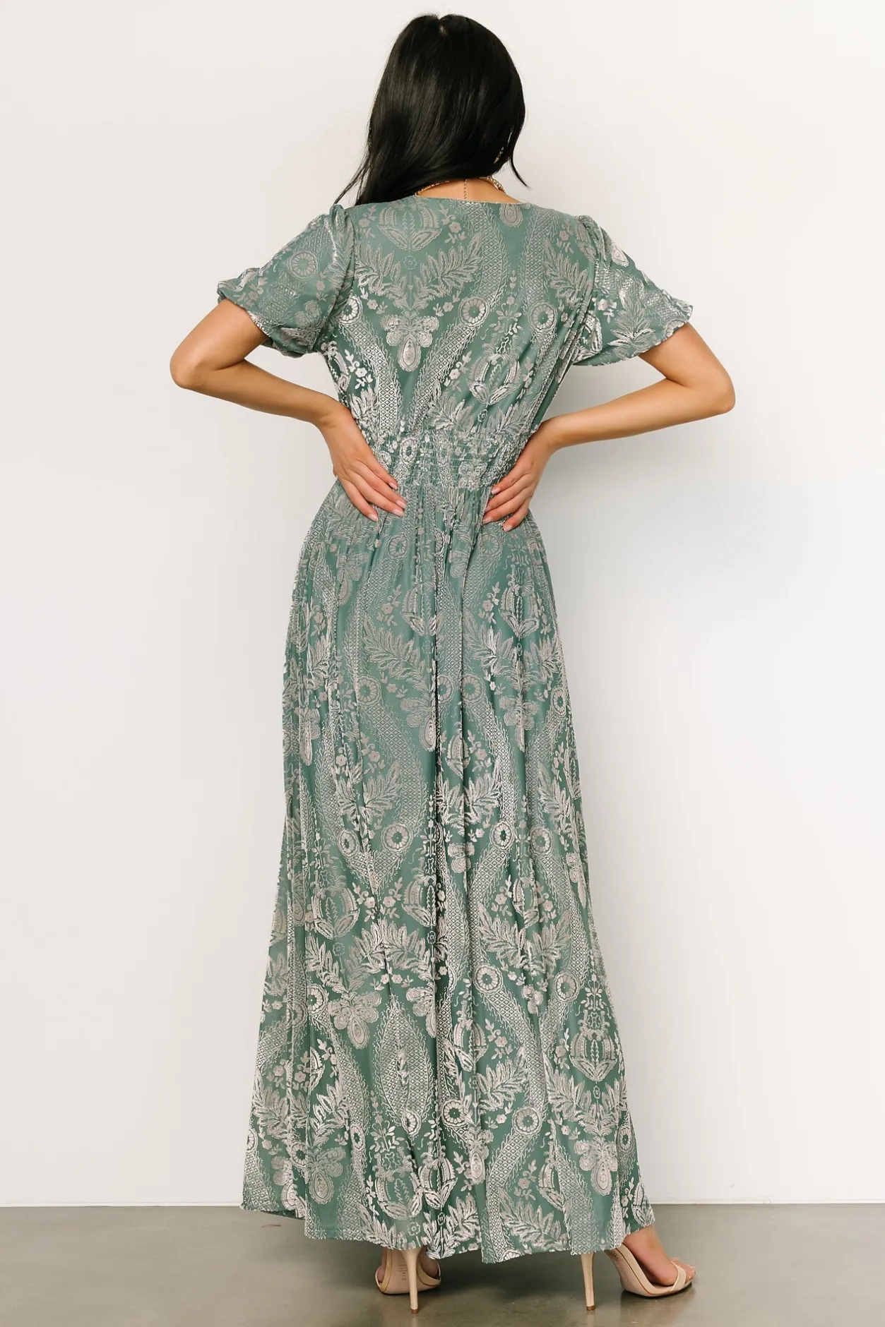 Discount Baltic Born Leslie Velvet Maxi Dress | Sage + Silver Sage+Silver