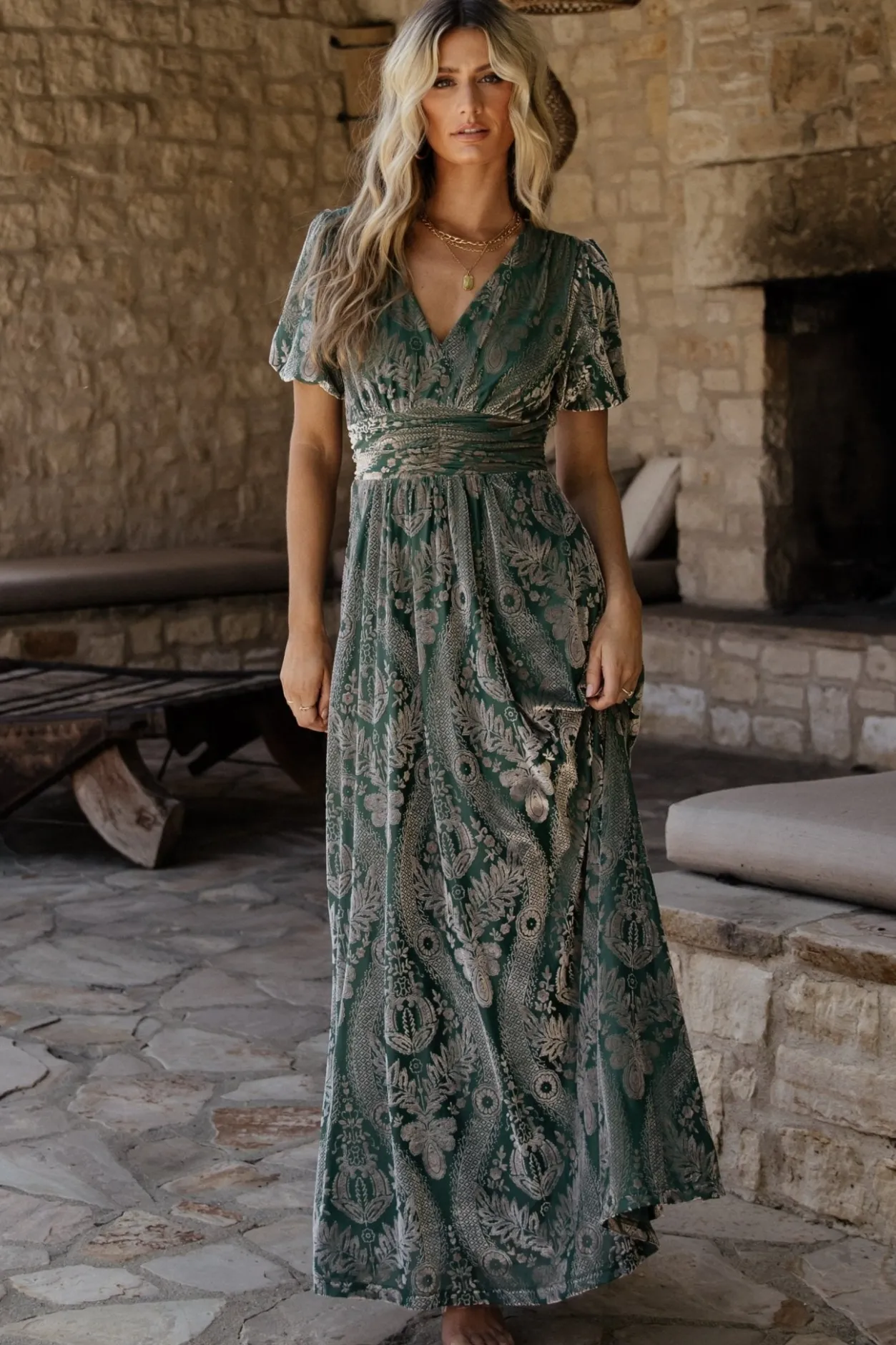 Discount Baltic Born Leslie Velvet Maxi Dress | Sage + Silver Sage+Silver