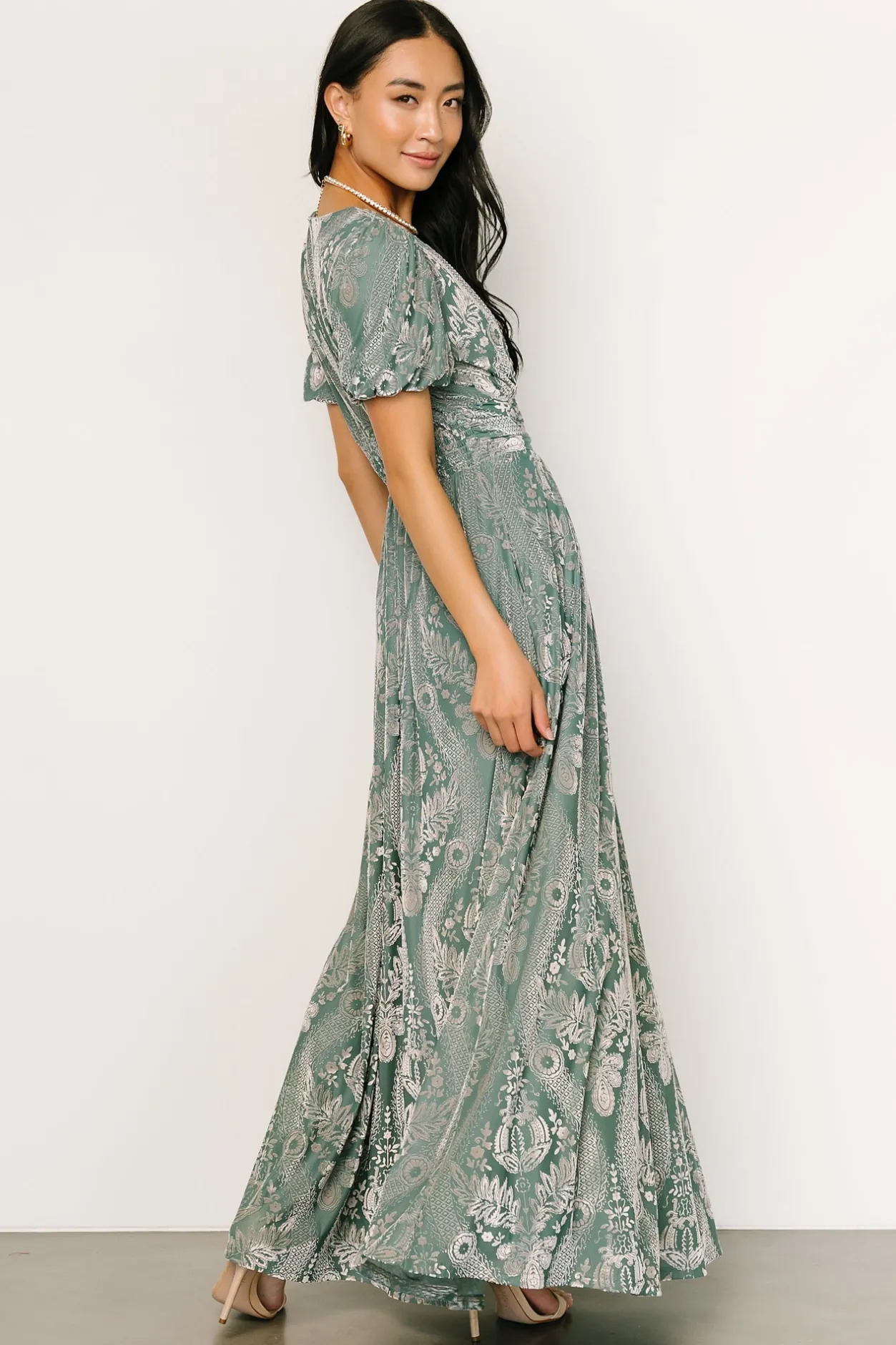 Discount Baltic Born Leslie Velvet Maxi Dress | Sage + Silver Sage+Silver