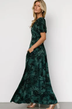 Best Baltic Born Leslie Velvet Maxi Dress | Jade + Black Jade+Black