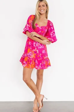 Sale Baltic Born Levy Sweetheart Mini Dress | Fuchsia Multi FuchsiaMulti