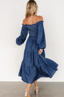 Hot Baltic Born Lewiston Off Shoulder Dress | Denim Blue DenimBlue